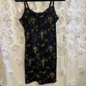 Timing U.S.A. (Juniors) Lightweight flowered black spaghetti strap mini dress
